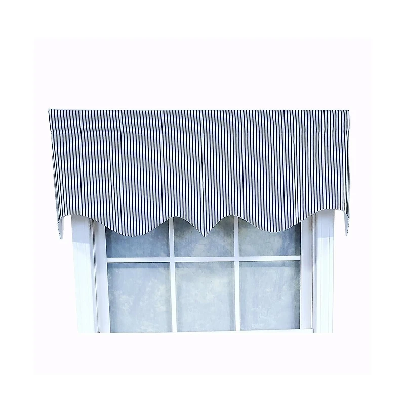 Rlf Home Luxurious Modern Design Classic Mg-Ticking Stripe Regal Style Window Valance 50" x 17" Blue