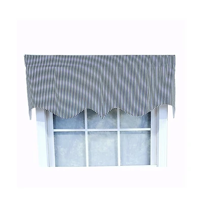 Rlf Home Luxurious Modern Design Classic Mg-Ticking Stripe Regal Style Window Valance 50" x 17" Blue