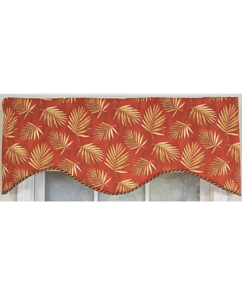 Rlf Home 100% Cotton Hawthorn Cornice With Poly/Cotton Ivory lining Rod Pocket Valance 50" x 17" Red