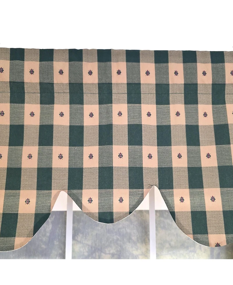 Rlf Home 100% PolyesterCollette Squares Shaped Fully lined Windows Rod Pocket Valance 51" x 15" Green
