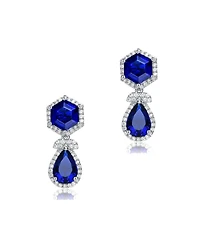 Vintage Rhodium-Plated Halo Earrings Sterling Silver with Green & Cubic Zirconia