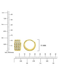 Macy's Cubic Zirconia Micropave 3-Row Channel Huggie Earrings