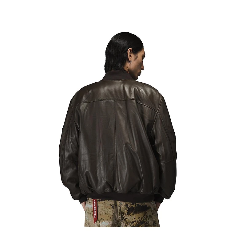 Alpha Industries Men's Leather Ma-1 Flight Jacket