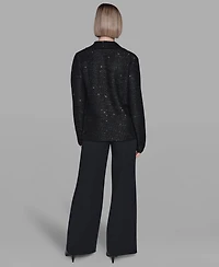 Karl Lagerfeld Paris Women's Sequined Knit Long-Sleeve Jacket