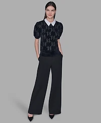 Karl Lagerfeld Paris Women's Short-Sleeve Knit Top