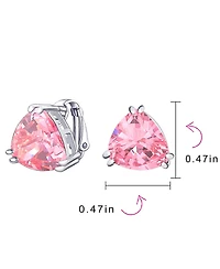 Bling Jewelry Set of 2 Large Triangle Cz Solitaire Clip-On Earrings Silver Plated 12MM