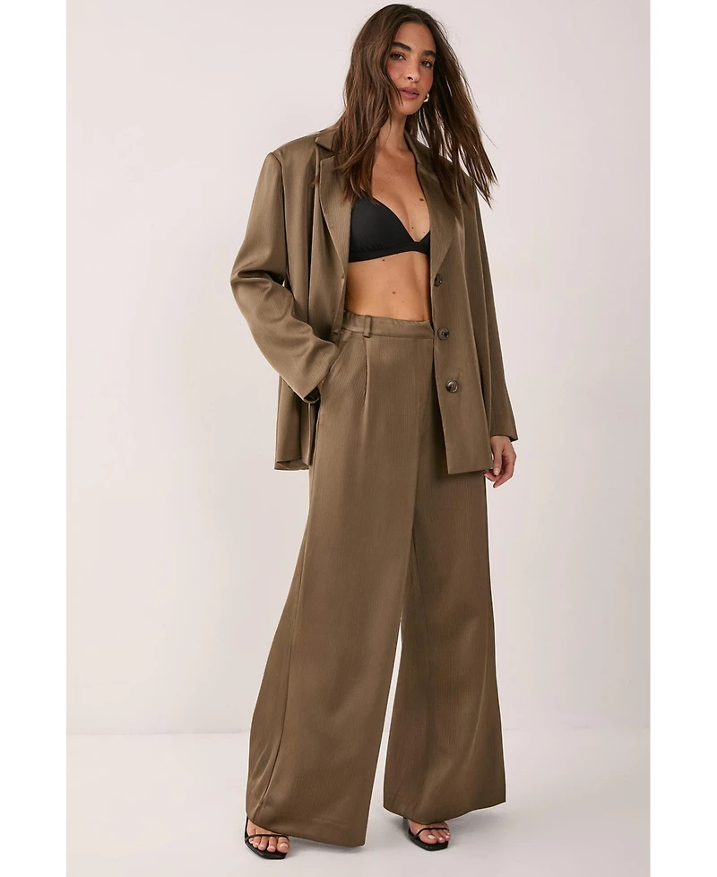 Nasty Gal Women's Satin Pleated Oversized Blazer