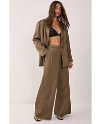 Nasty Gal Women's Satin Pleated Oversized Blazer