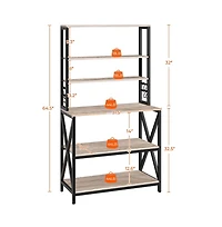 Yaheetech Rustic Gray 6-Tier Metal & Wood Baker s Rack, Multi-Level Kitchen Storage Organizer