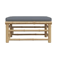 vidaXL Patio Footrest with Dark Gray Cushion Bamboo