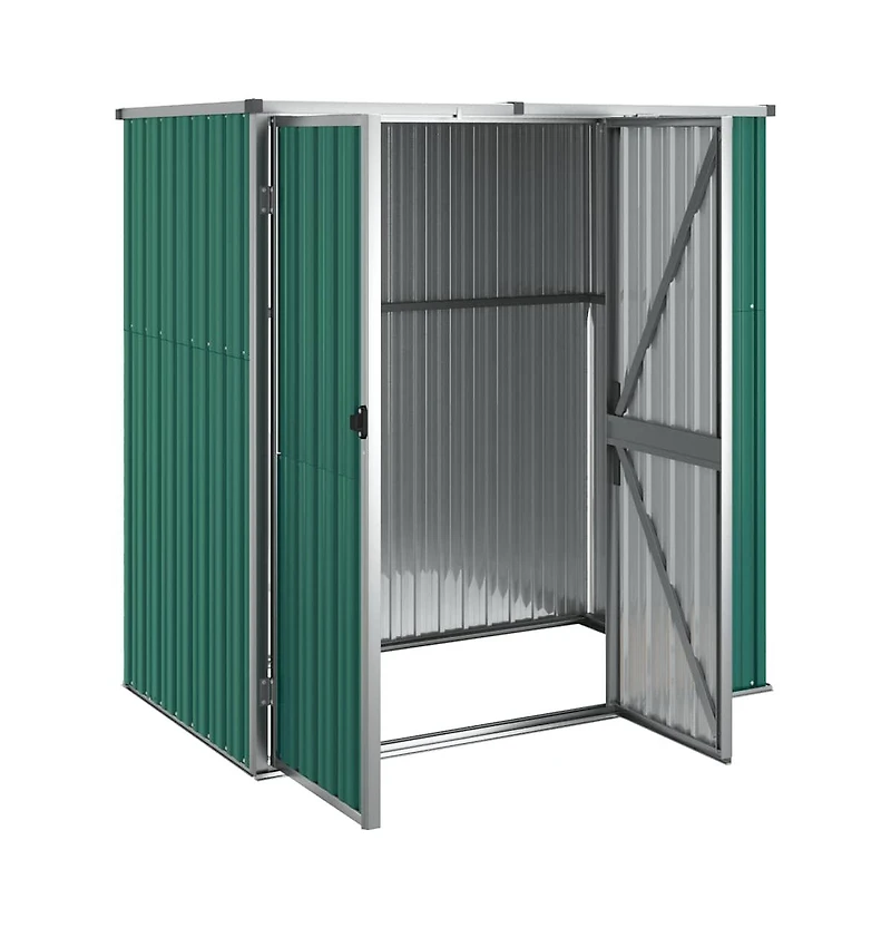 vidaXL Garden Tool Shed Green 63.4"x35"x63.4" Galvanized Steel