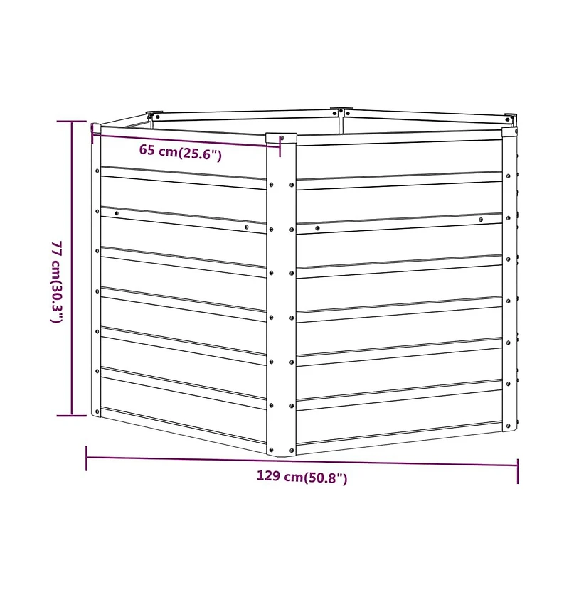 vidaXL Garden Raised Bed Rusty 50.8"x50.8"x30.3" Corten Steel