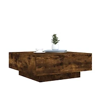 vidaXL Coffee Table with Led Lights Smoked Oak 31.5"x31.5"x12.2"