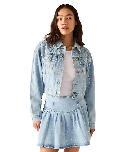 Steve Madden Women's Diamonde Long-Sleeve Collared Jacket