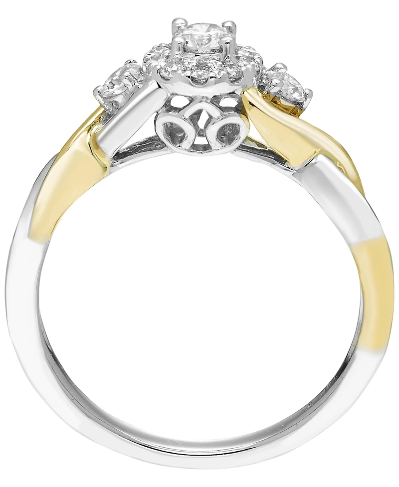 Macy's White Diamond 3-Stone Ring (3/8 ct. t.w.) in 14K Two Tone Gold