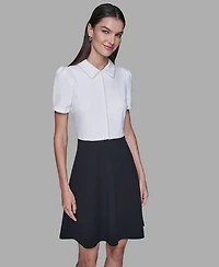 Karl Lagerfeld Paris Women's Scuba Crepe Fit & Flare Dress