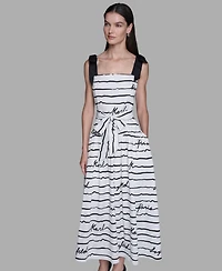 Karl Lagerfeld Paris Women's Printed Cotton Sateen Midi Dress