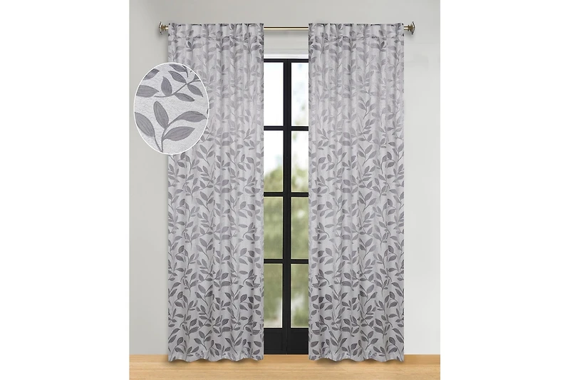Superior Modern Leaves Room Darkening Grommet Top Curtain Panels