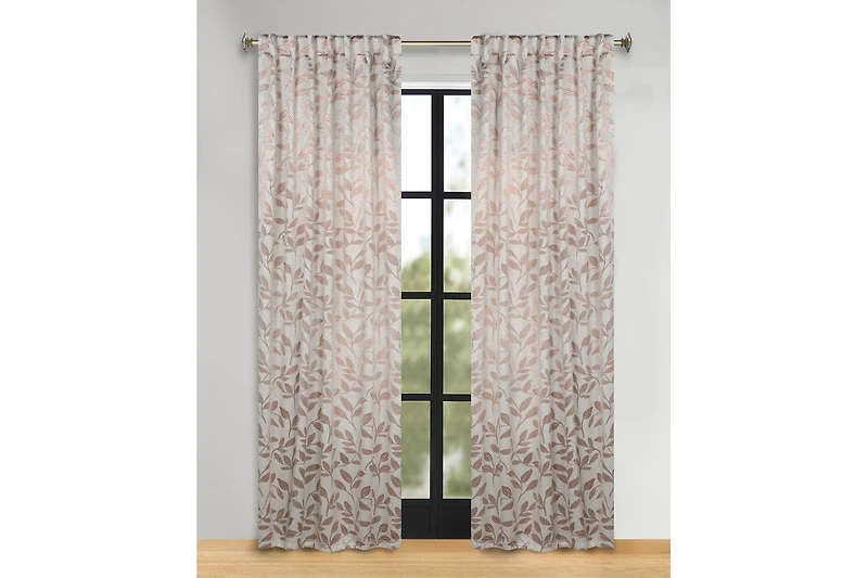 Superior Modern Leaves Room Darkening Grommet Top Curtain Panels