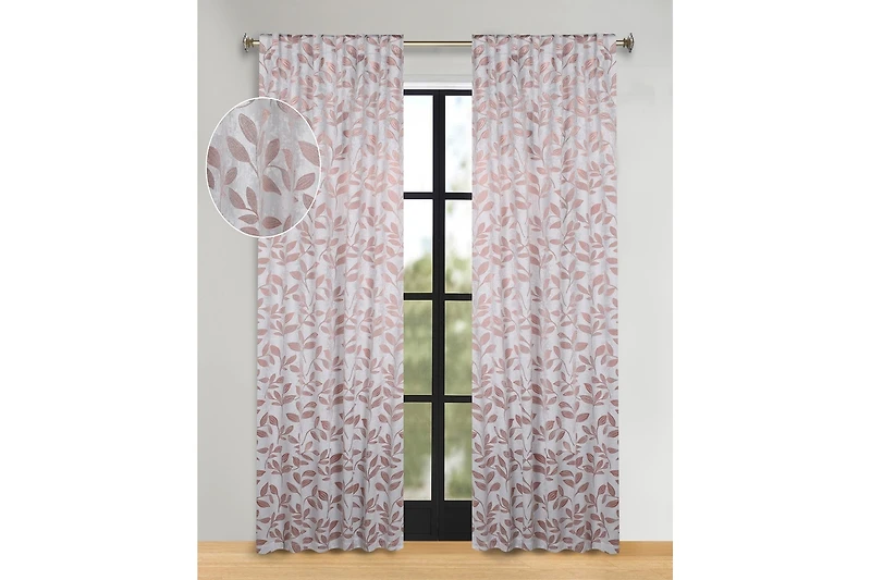 Superior Modern Leaves Room Darkening Grommet Top Curtain Panels