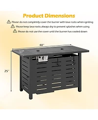 Mecale 40 Inch Outdoor Propane Fire Pit Rectangle Gas Fire Table with Lava Rocks.