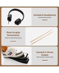 Mecale Electric Drum Set Foldable Drum Kit With 10 Demos and Usb Midi and 2 Drumsticks