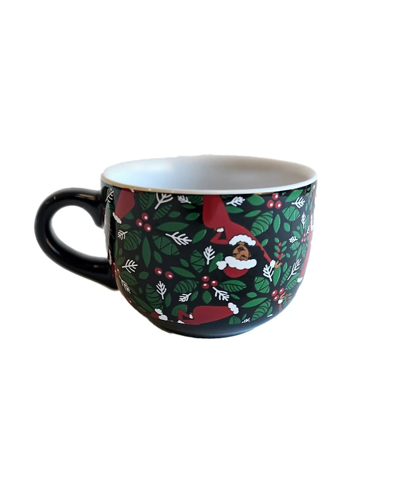 Black Paper Party Holiday Characters Holly Soup Mug
