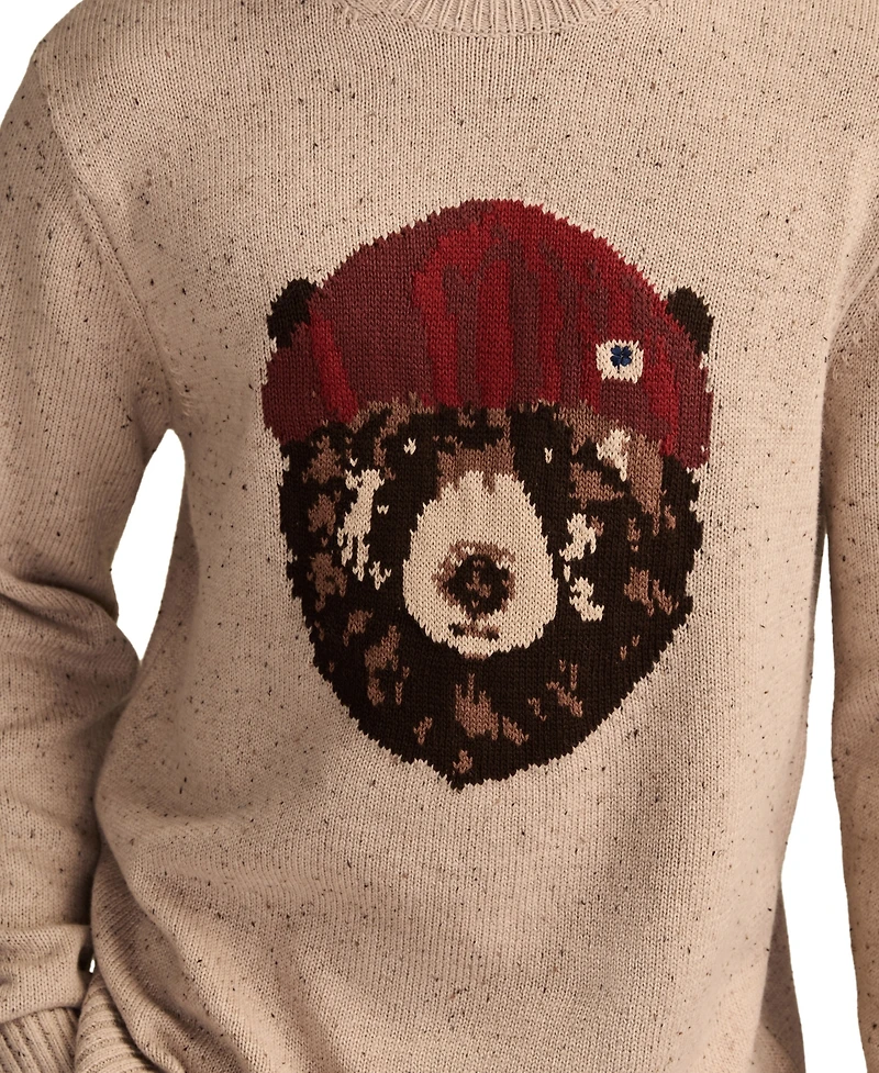 Lucky Brand Men's Bear Design Pull-Over Sweater