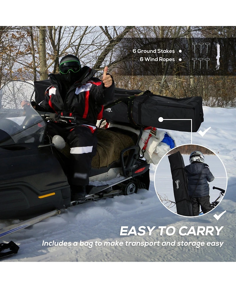 Outsunny 8 People Ice Fishing Shelter Pop-up Ice Fishing Tent,