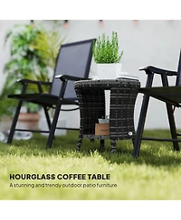 Outsunny 18" Wicker Table, 2-Tier Outdoor Side Mixed