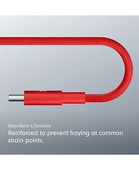Beats / Fast Charging, Durable, Tangle-Free, Usb-a to Usb-c, 1.5m, Rapid Red / Woven Charger Cable for Apple & Android Devices