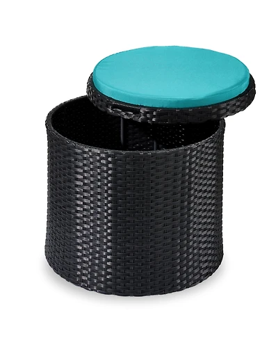 Best Choice Products Round Wicker Ottoman, Multipurpose Furniture w/ Removable Cushion, Steel Frame