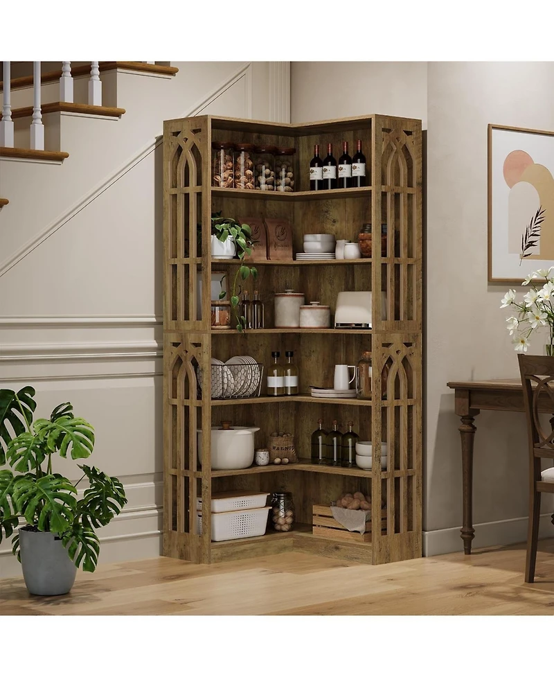 Tribesigns 6-tier Kitchen Pantry, 75.2" Tall Corner Shelf L-shaped Shelf, Large Corner Shelf Unit