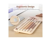 Risokeys Retro Typewriter Wireless Keyboard And Mouse Set - Full-Size Slim Design, Low-Noise - Blue
