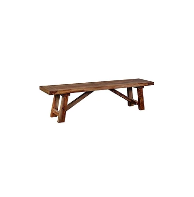 Porter Designs Kalispell Solid Sheesham Wood Dining Bench, Brown