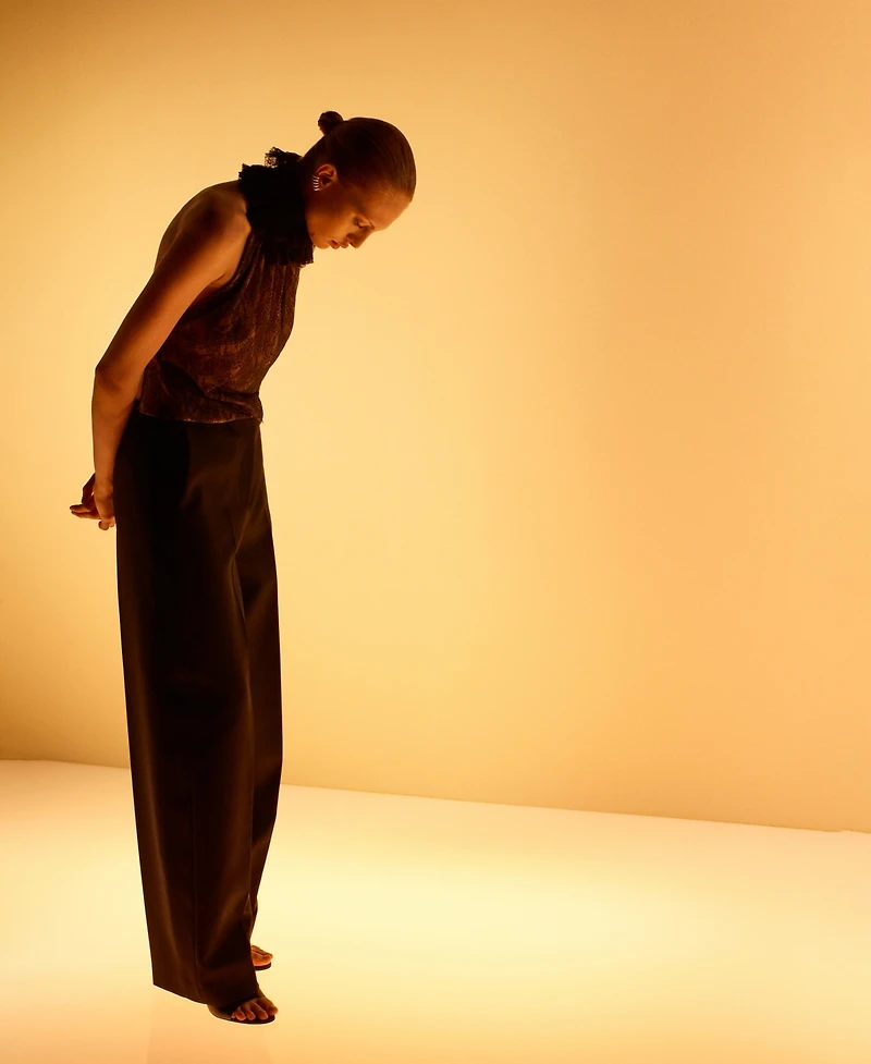 Mango Women's Ruff Collar Detail Lace Top