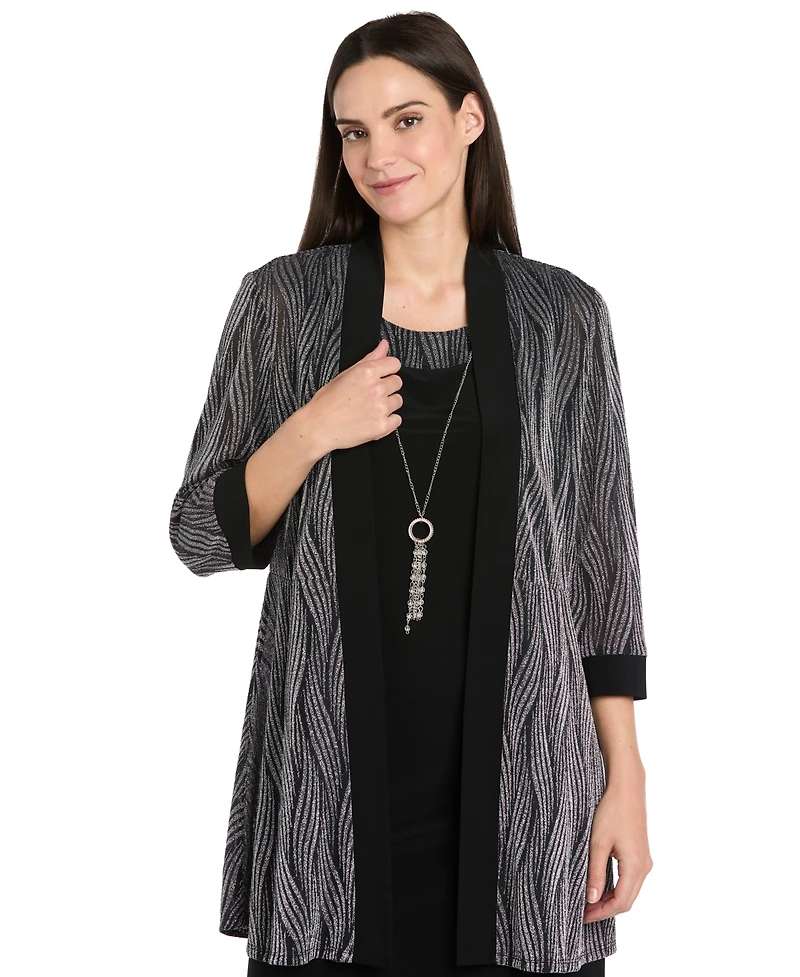 R & M Richards Petite Cocktail Jacket Dress with Detachable Necklace