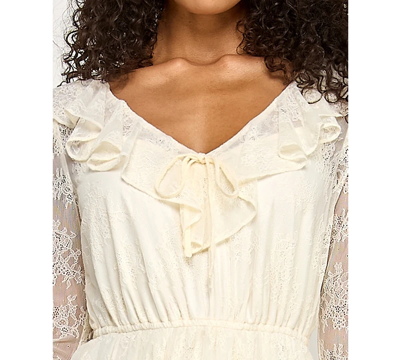 Seni & Cade Juniors' Lace Tiered-Hem Dress