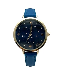Olivia Pratt Stars and Rhinestones Faux Leather Women Watch