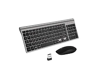 Wireless Keyboard and Mouse Combo - Scissor Ultra-Thin Silent Ergonomic Keyboard with Numeric Keys - 2.4G Receiver for Pc, Laptop, Desktop