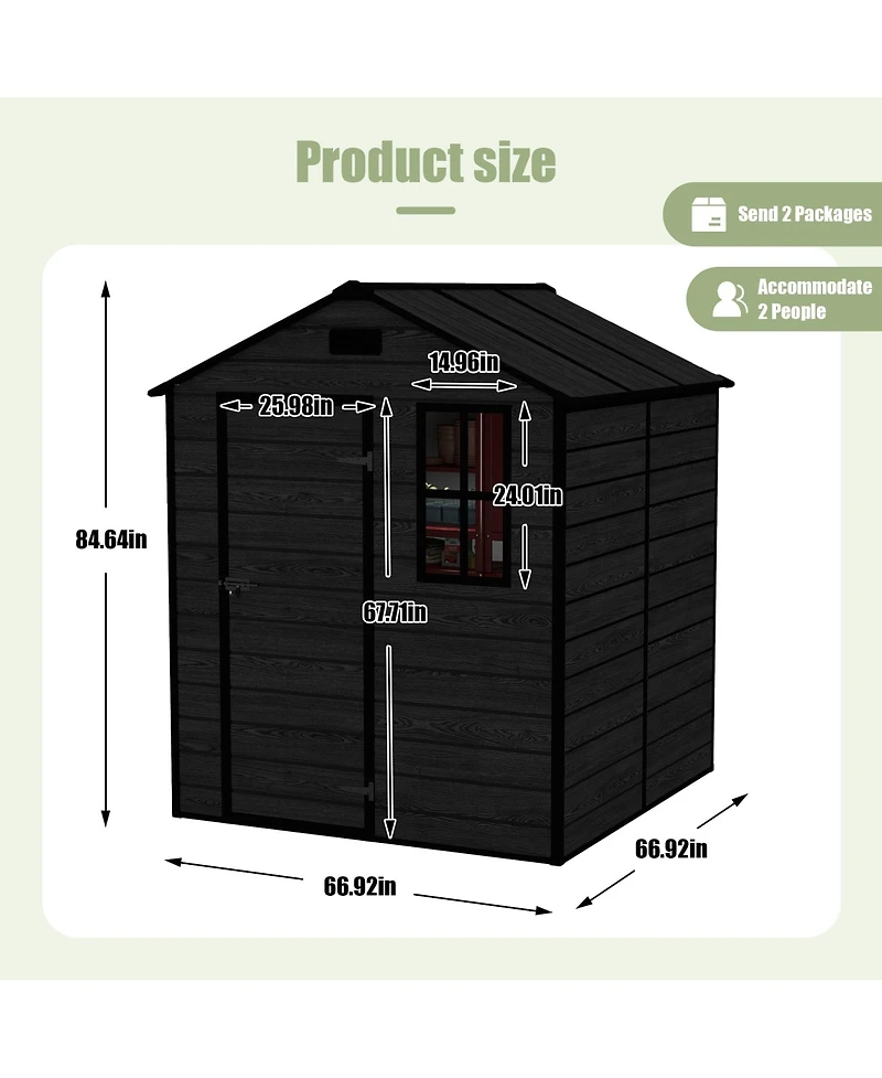 Mondawe Campcraft 6x6ft Resin Storage Shed, Outdoor Waterproof Garden Shed with Window & Lock