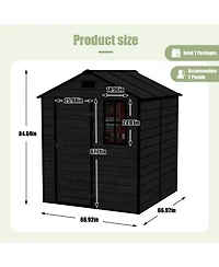 Mondawe Campcraft 6x6ft Resin Storage Shed, Outdoor Waterproof Garden Shed with Window & Lock
