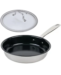 Alva Maestro Nonstick Stainless Steel Frying Pan with Glass Lid 11" - Easy to Clean, Oven Safe and Made without Pfas, Pfoa & Ptfe