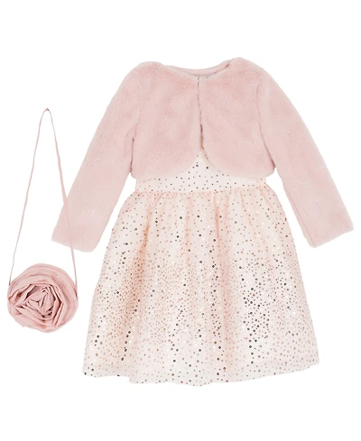 Rare Editions Girls 4T-6X Sequin Jacket, Dress and Purse, 3-Piece Set