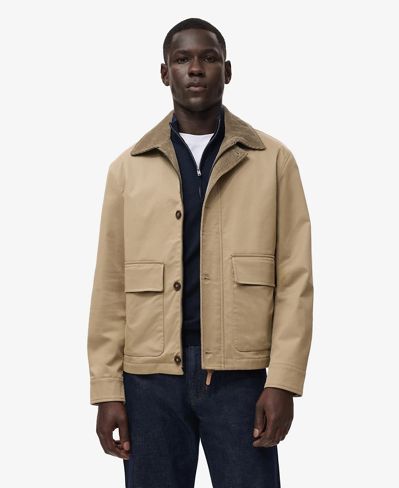 Mango Men's Corduroy Collar Water-Repellent Jacket