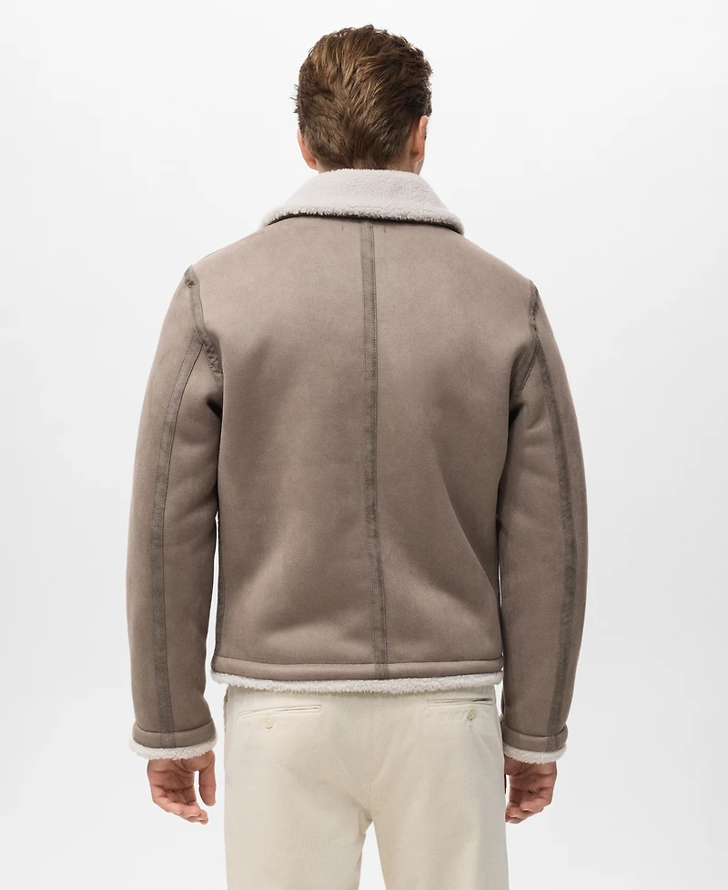 Mango Men's Sheepskin Details Double Face Jacket