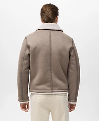 Mango Men's Sheepskin Details Double Face Jacket