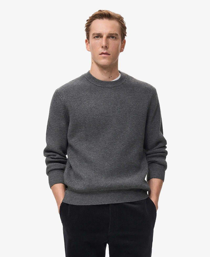 Mango Men's Ribbed Wool-Blend Sweater
