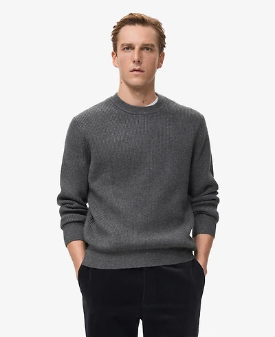 Mango Men's Ribbed Wool-Blend Sweater