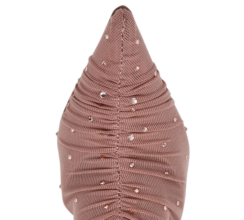 Steve Madden Women's Rashida Rhinestone Mesh Over-the-Knee Stiletto Dress Boots